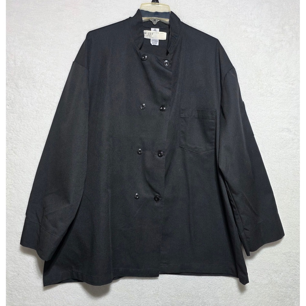 Men's XXL Black Chef Coat Double Breasted Long Sleeve W-227 Workwear